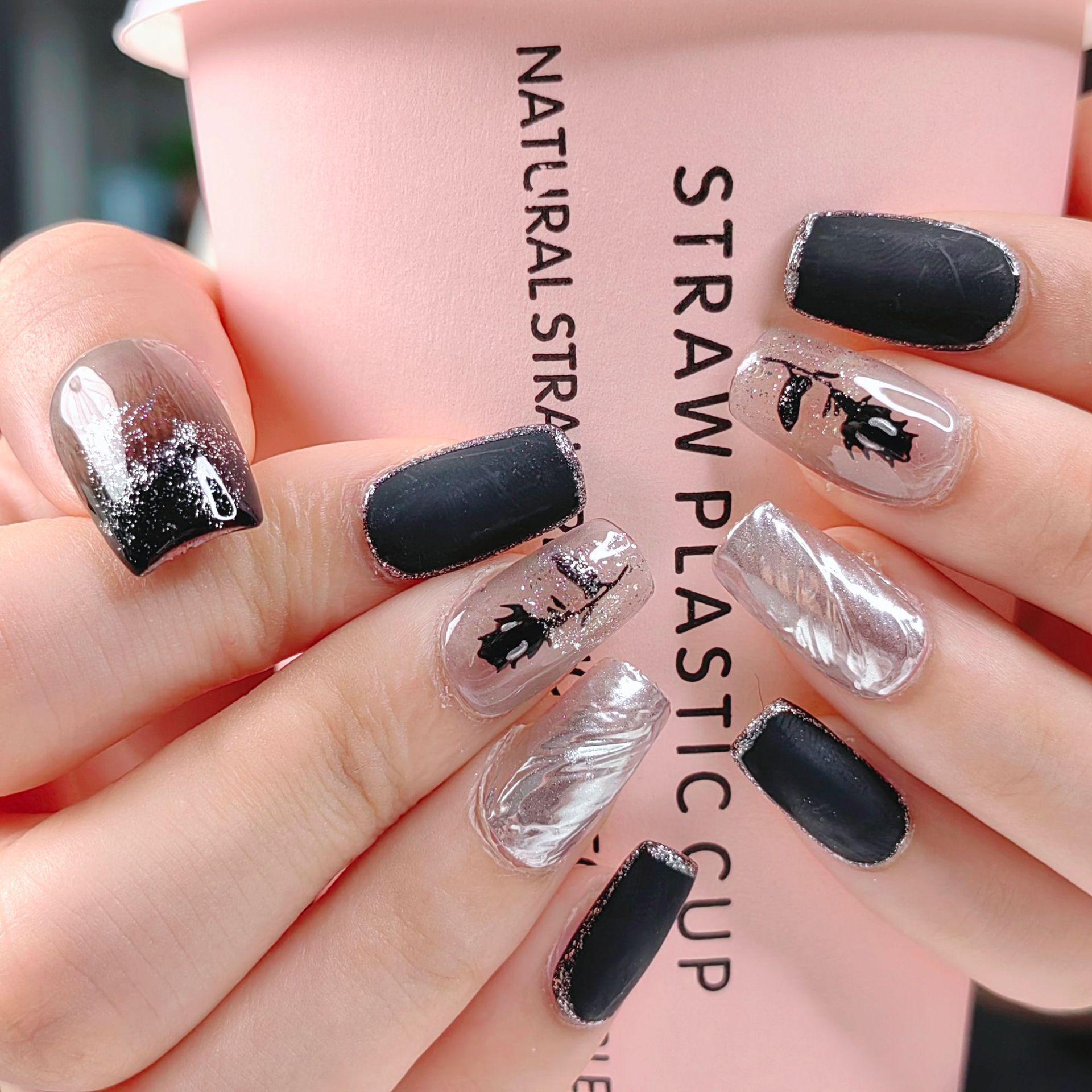 

Handmade Matte Rose Short False Nail Tips - High-End Wearable Manicure Large