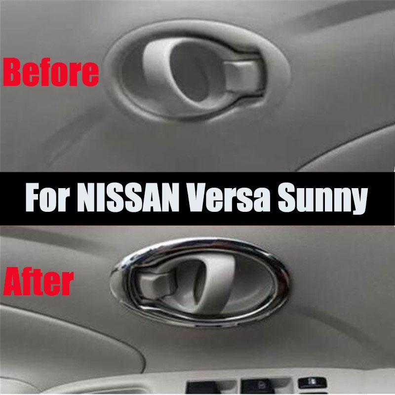 Auto-Styling-Zubehör, Chrom-Innentürgriffabdeckung, dekorativer Innenaufkleber für NISSAN Versa Latio Sunny