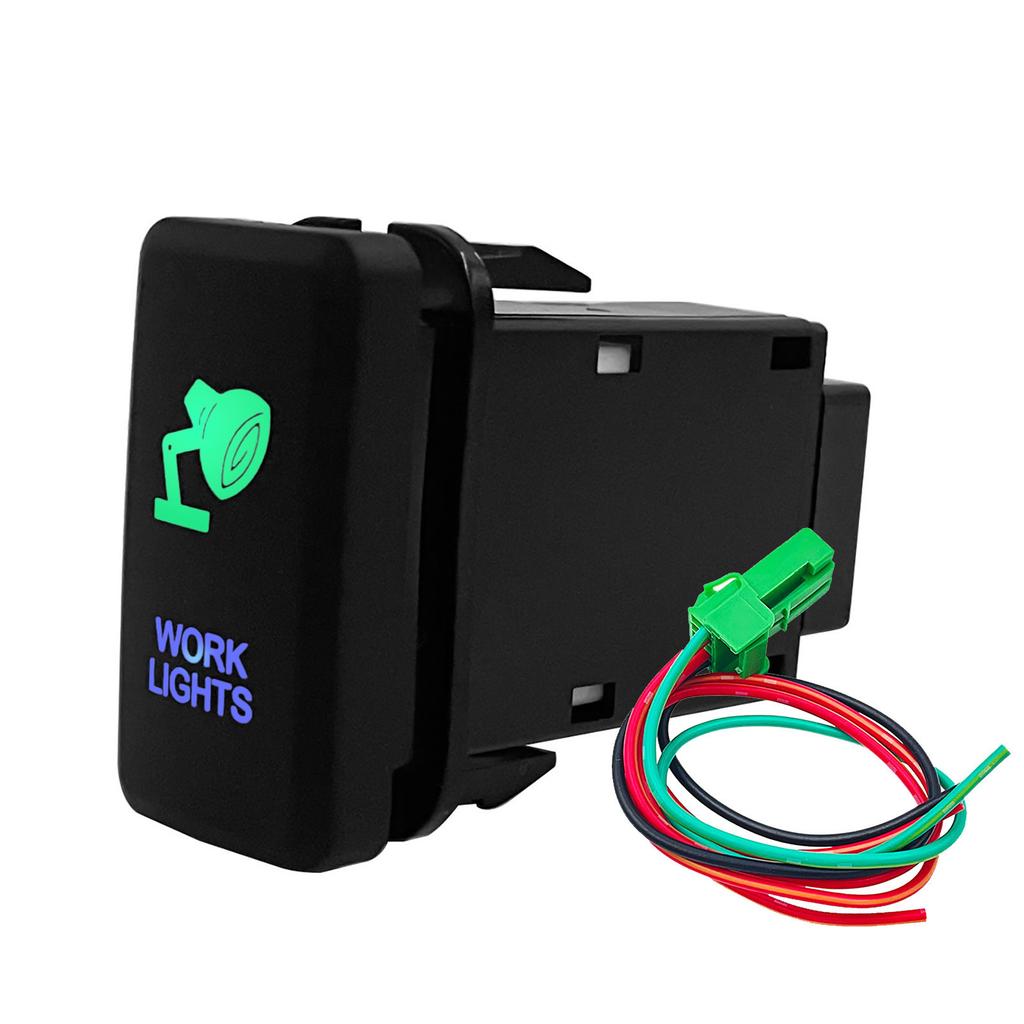 12V Winch Power Green Blue Button Switch Car LED Light Bar Compressor Aux ON OFF For Toyota Tacoma FJ Cruiser Highlande Hilux