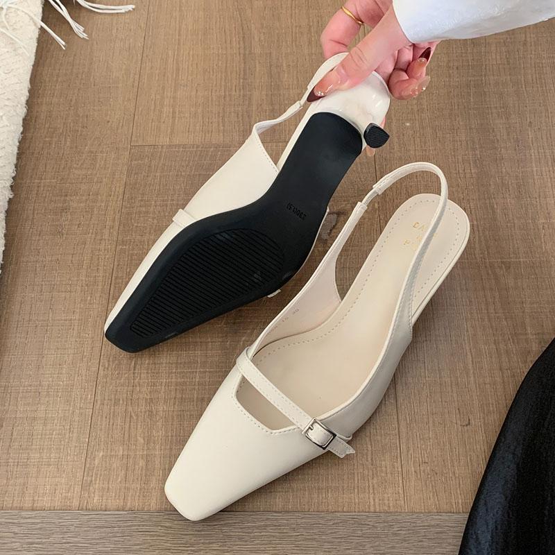 Fashion Female Shallow Footwear Slip On Pumps Women Heeled Shoes Fashion Medium Heels Shoes For Ladies 2025 New Summer Spring