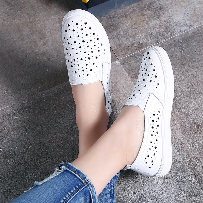 Women’s Sneakers Casual Summer Hollow Slip On Outdoor School Student Silver Shoes Plus Size