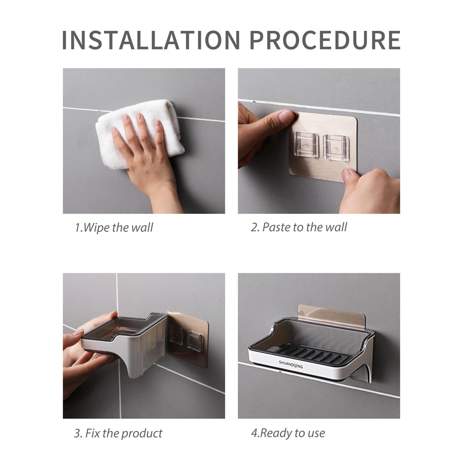 

Hollow Bottom, Hanger Design, Easy Installation Soap Dish, Wall Mounted, Bathroom Bathtub Water Drainage, Sponge, Brush