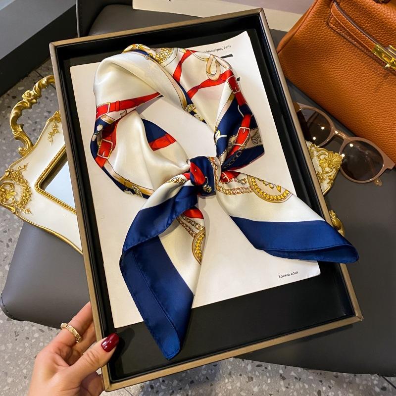 High-end large square scarf silk scarf women's new versatile neck summer thin bag head mother scarf with shawl