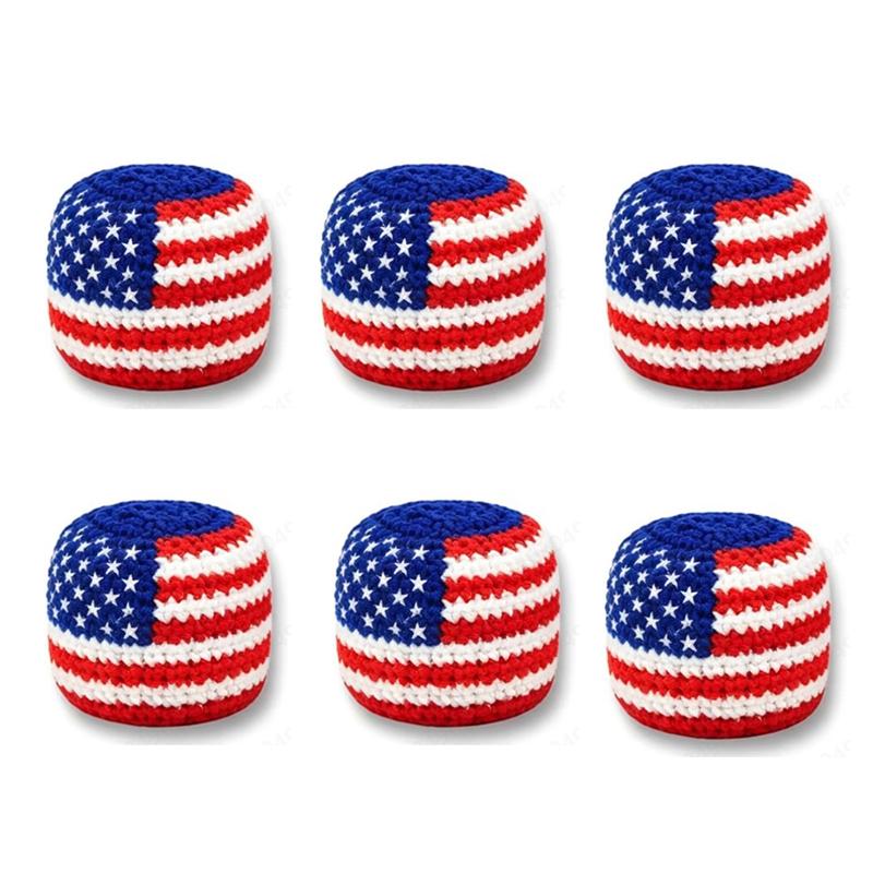 3/6er Pack Handgehäkelte Footbags, Strapazierfähige Gestrickte Kickbeutel, Weiche Gewebte Jonglierbälle für Koordinationstraining, Outdoor-Spiel, Partyspiele & Stressabbau