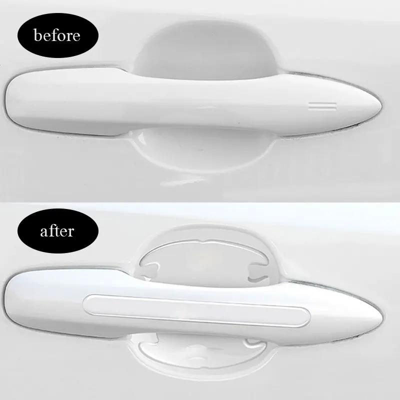 4/8pcs Transparent Car Sticker Protector Cars Doors Scratch Door Handle Sticker Rearview Mirror Protection Strip Auto Accessory