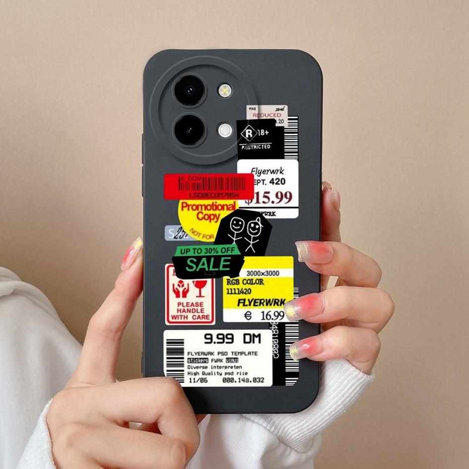 Hülle für Vivo Y200i T3x Y38 Y03 Y28 5G Y 28 4G Hülle Mode Etiketten Hüllen Matt Weiches Silikon Hohe Qualität Super Stoßfest Luxus Gehäuse Capas