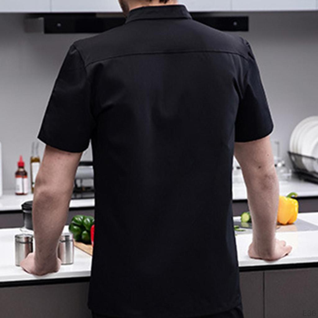 Chef Jacket, Short Sleeve Catering Shirt Wear Uniform for Managers Line Cooks Caterers