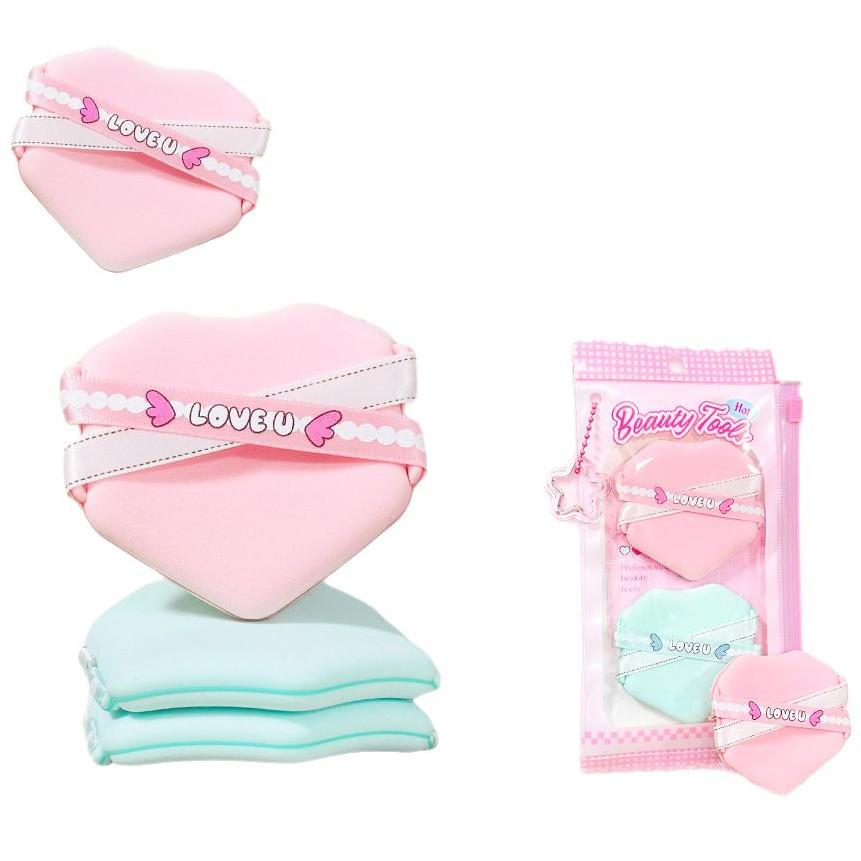 

Новый пуф для макияжа с двойной лентой: Влажное и сухое использование, Изысканное для девочек