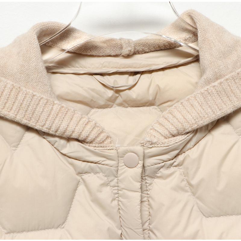 Korean Down Jacket Women's Short Knitted Hooded Breasted Light and Thin 2024 New Autumn and Winter Light Jacket