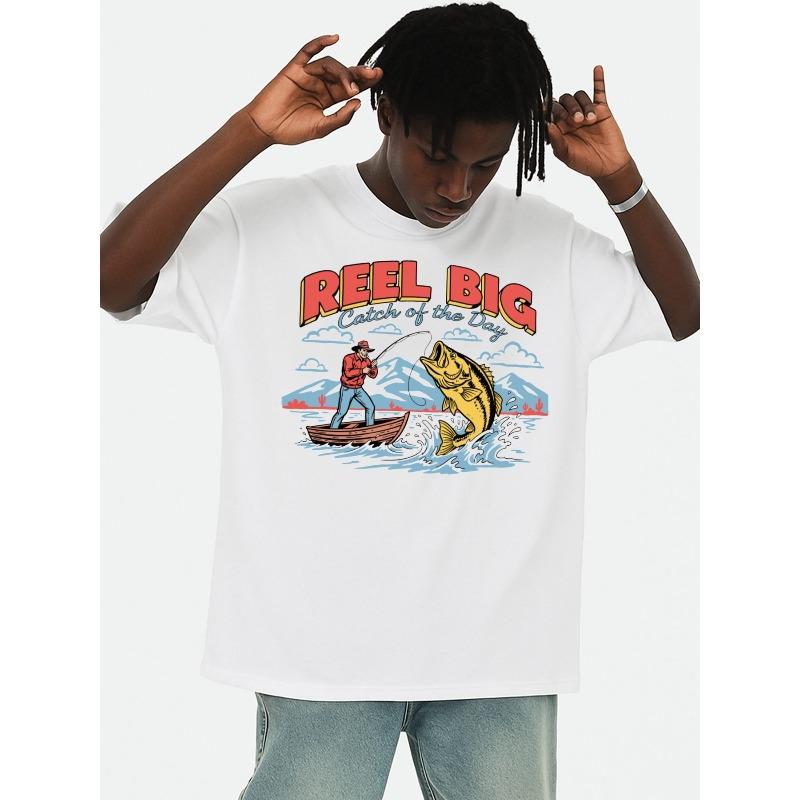 

Европейские размеры Reel Big Fishing Футболка Мужская С круглым вырезом Белая Графическая Удобная Спортивная одежда, Идеально для подарков Лето На улице S белый