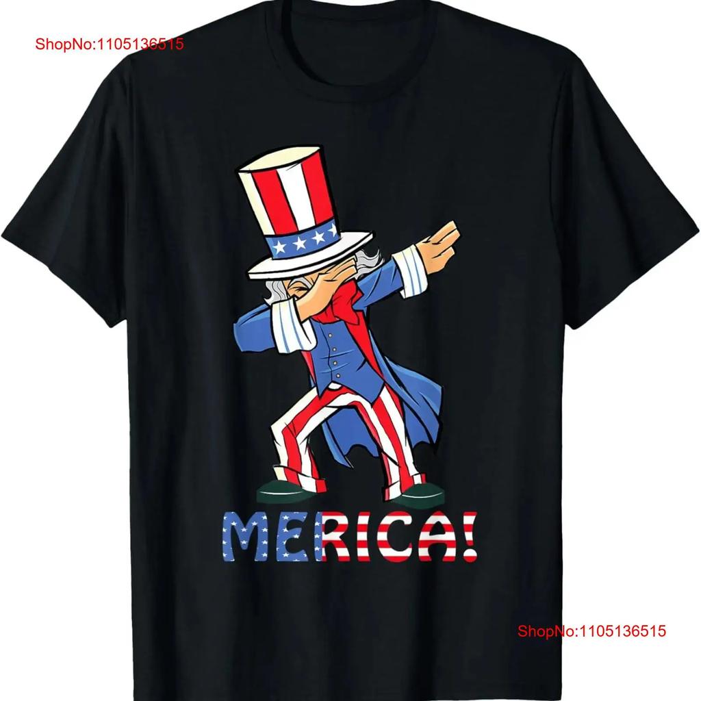 Dabbing Uncle Sam Merica USA Flag 4th Of July Boys Girls T Shirt vintage Washed Breathable Versatile Unisex Comfortable