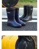 Men's Mid-Calf Non-Slip Fleece-Lined Rubber Rain Boots for Fashion, Work, and Outdoor Activities