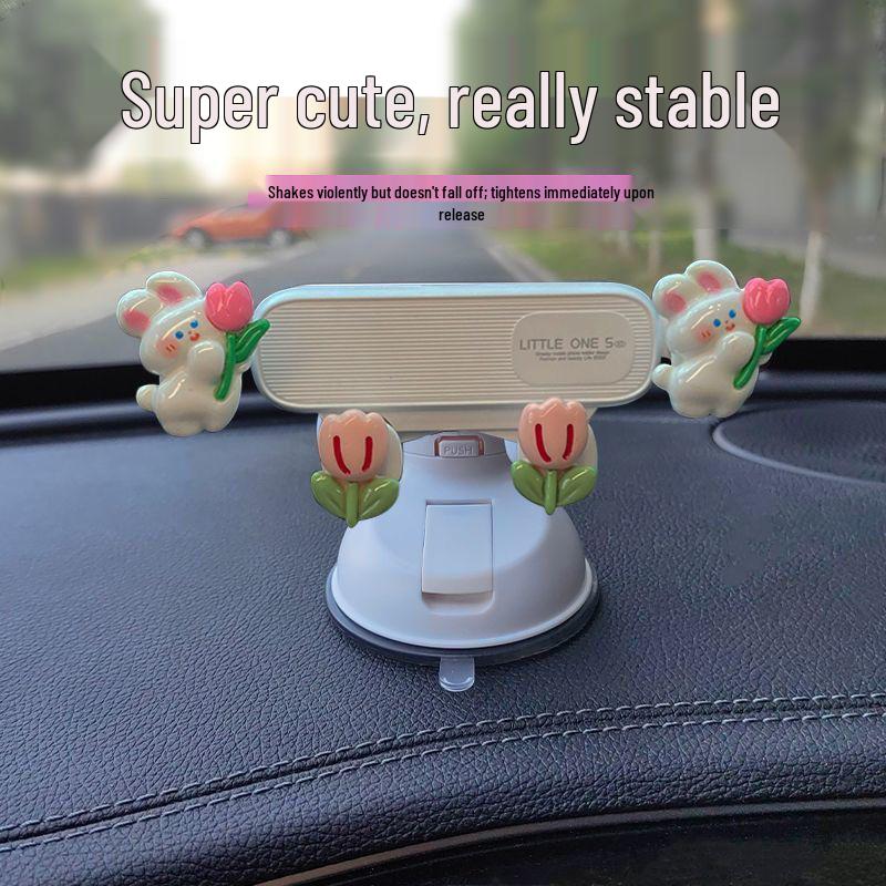 Cartoon Suction Cup Phone Holder for Dashboard - Perfect for Female Drivers