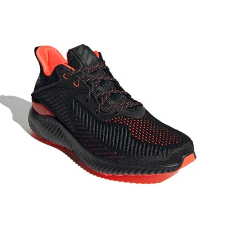 Adidas Alphabounce Ek Comfortable Versatile Mesh Fabric Slip Resistant Durable Low Top Casual Running Shoes Men Sneakers Black Orange GW2267