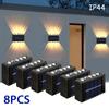 8pcs Solar-Powered Wall Lights 10 LEDs Up Down Outdoor Waterproof Wall Sconces for Garden Fence Patio Deck Solar Powered Lamp