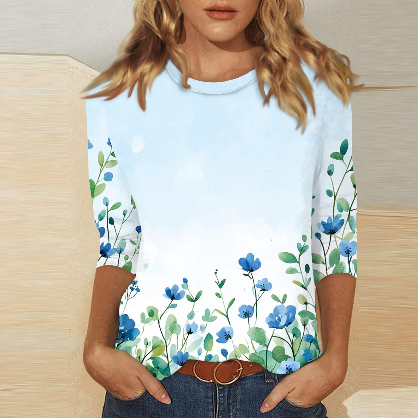 

Женский топ с принтом и круглым вырезом, рукавом 3/4 XXXL