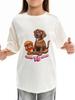 Kids' Cute Puppy Print Cotton Round Neck Trendy Breathable Short Sleeve Top