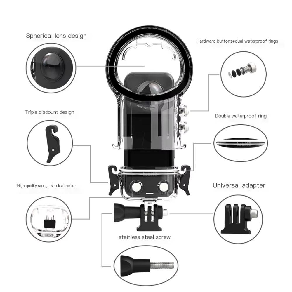 40M Waterproof Housing Case For Insta360 X4 Dive Case Underwater Water Shell for Insta360 X4 Sports Camera Accessories
