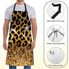 Leopard Print Apron for Women,28x33in,Cheetah Kitchen Aprons with 2 Pockets,Oxford Fabric,Bold Gold Glitter Adjustable Apron for Cooking Baking