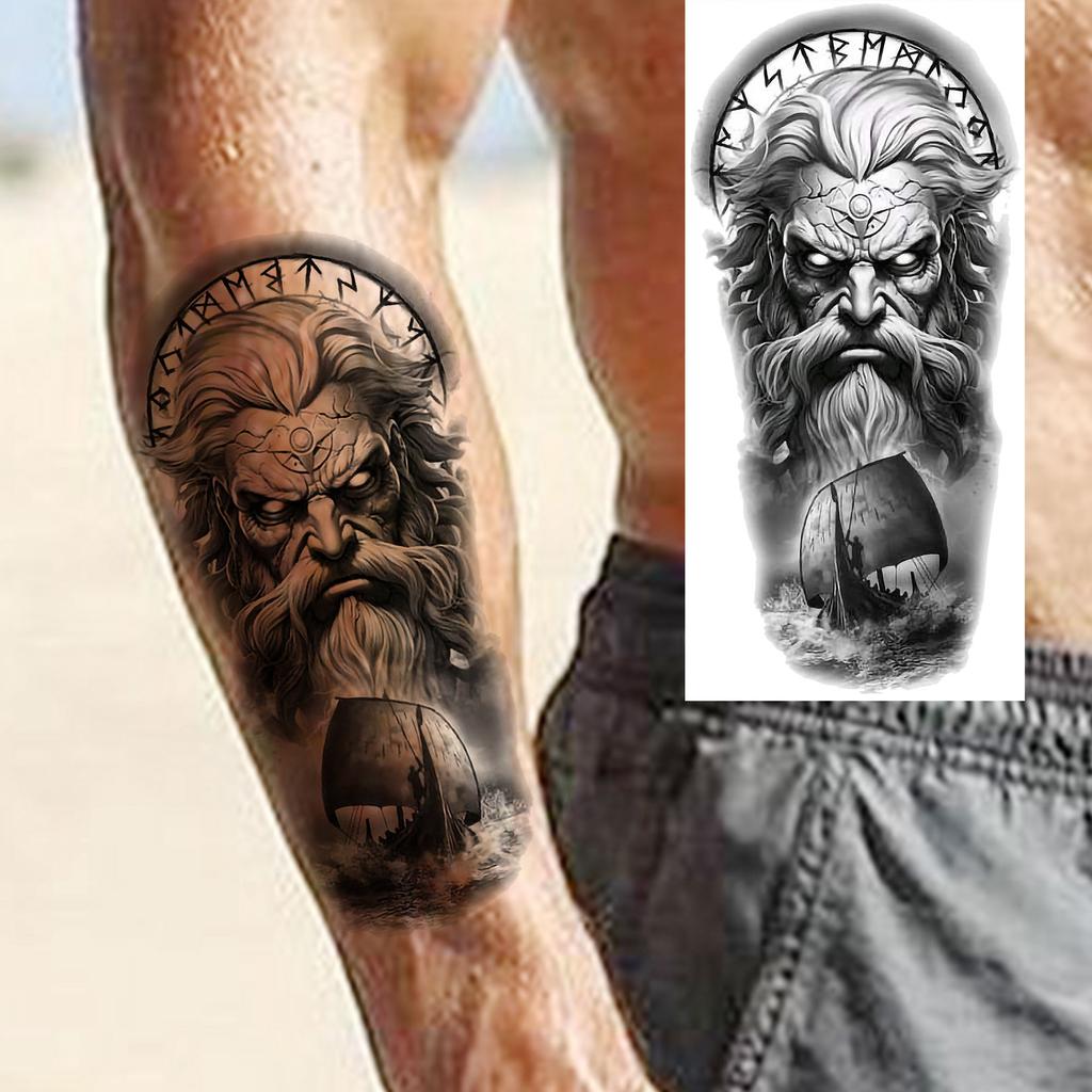 1 Sheet Cool Zeus Warrior Jesus Hero Temporary Tattoos For Men Women Adults Waterproof Long Lasting Temp Fake Tattoo Sticker