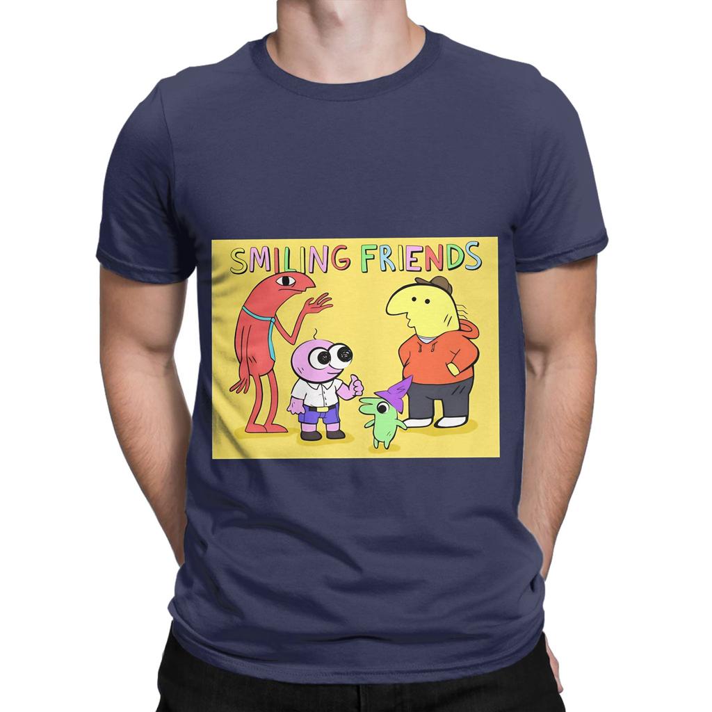 Smiling Friends Group yellow Graphic Funny 100 Cotton TShirt Smiling Friends Season 2 Tops Tees For Unisex
