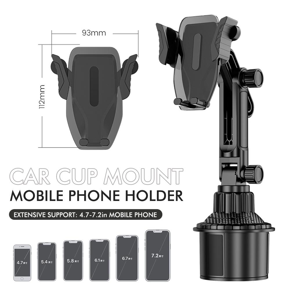 Car Cup Holder Phone Mount with 360-Degree Rotation Navigation Mount with Triangular Gravity Support Reserved Charging Port