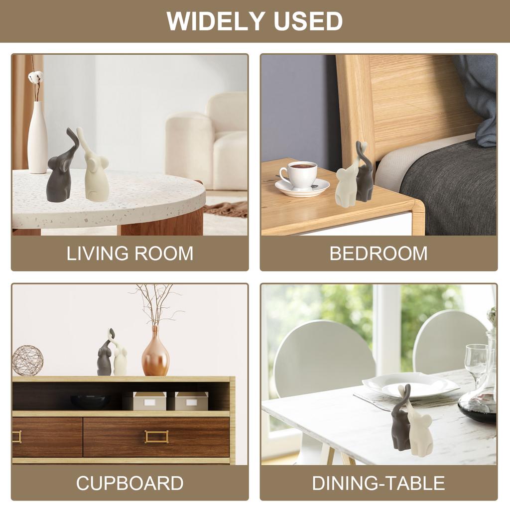 2 Stuks Lief Olifantenbeeldje 7 inch Keramisch Olifantenkoppel Beeldje Modern Decoratief Beeldje voor Woonkamer Huisdecoratie