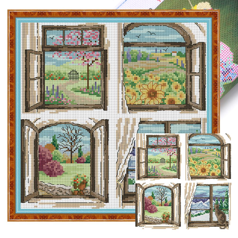 Частичная вышивка Эко-хлопковая нить 14CT Набор для вышивания крестом с принтом Домашний декор