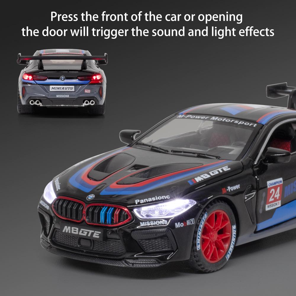 1/32 Scale M8 GET Diecast Car Model Toy, Pull Back Toy Vehicle with Sound and Light for Kids Toddler Boys Girls Gift Collection