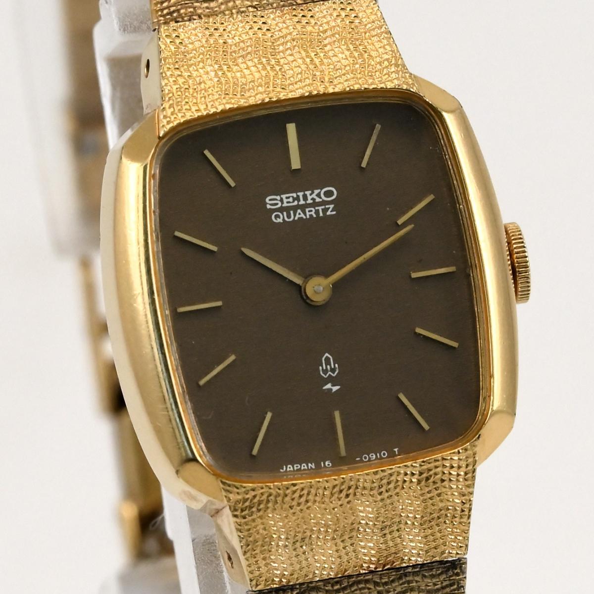 

[Used] Vintage 1978 SEIKO women QUARTZ Square shape Brown Tone Dial Gold filled 16-5320