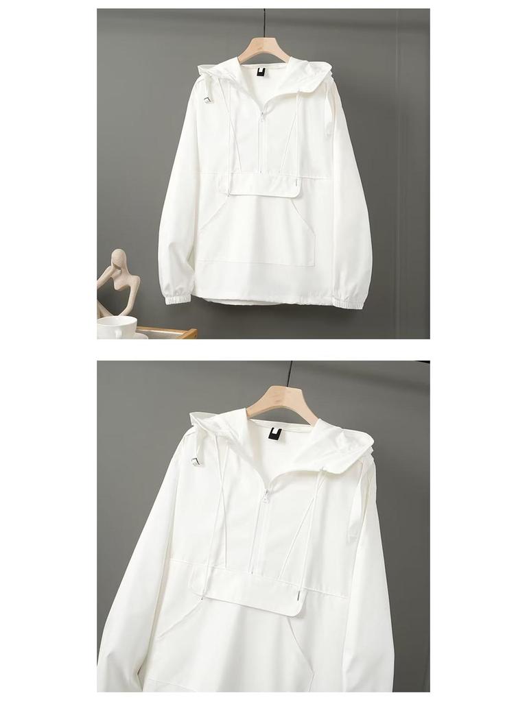 Men's High Street Splicing Hooded Jacket - Loose Fit for Outdoor Leisure and Sports