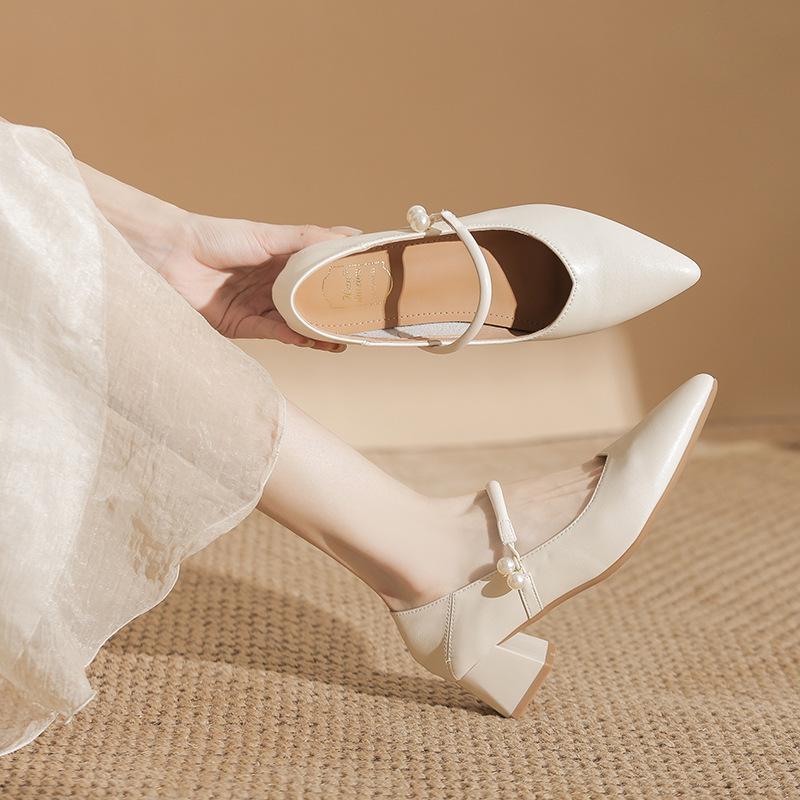 

Elegant French Pearl Mary Jane Heels - Retro Hong Kong Style Skirt & Cheongsam Match 35