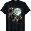 Three Grizzly Bears Howl At Moon Starry Mountain Forest Bear Cotton Men T Shirt