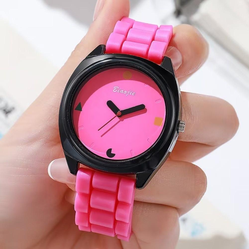 TPU Quarzuhr Rund Schüleruhr Trendige Armbanduhren für Damen Geburtstagsgeschenk für Freunde