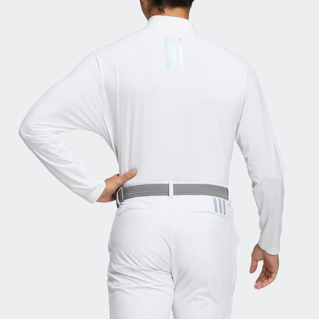 Adidas Aeroready Logo Quick-Dry Golf Long Sleeve Polo Shirt Men Tops White HT0060