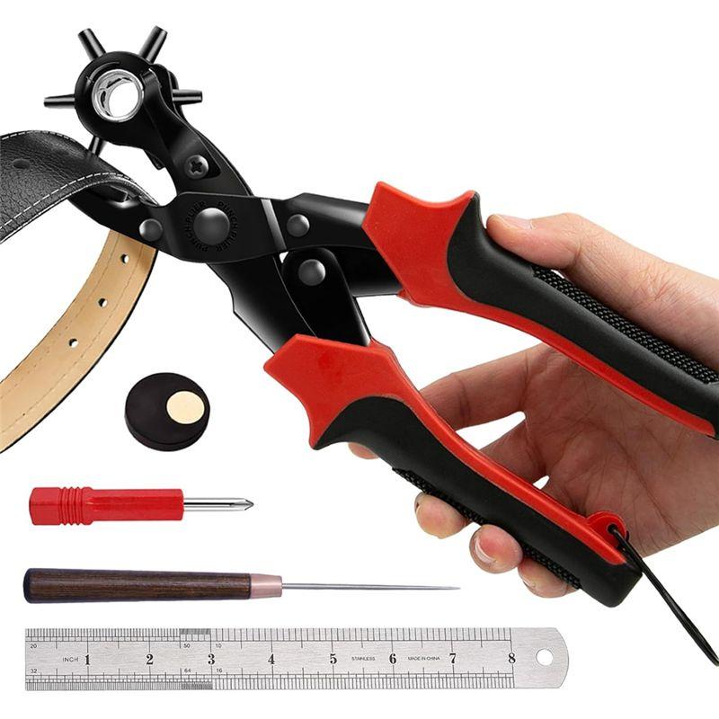 

ABUL-Leather Hole Punch Set, Super Heavy Duty Rotary Puncher, Precision Multi Hole Sizes For Belts, Crafts Holes