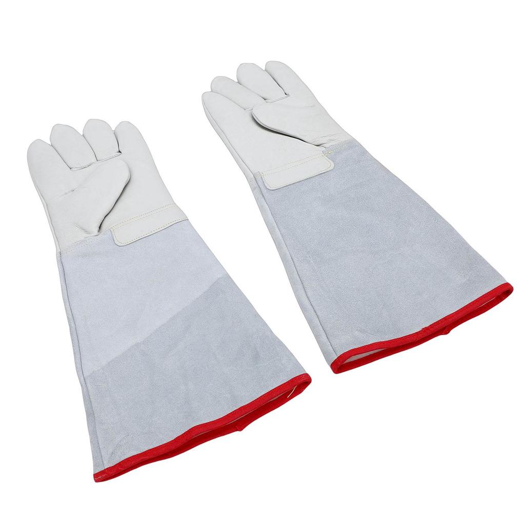 1 Pair Antifreeze Gloves 45cm Long Cowhide Work Gloves for Liquid Nitrogen Dry Ice Handling High and Low Temperature