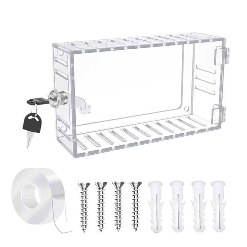 

Lockable Thermostat Lock Box Cover Thermostat Lock Box with Key Clear Thermostat Guard with Lock Easy to Install 1