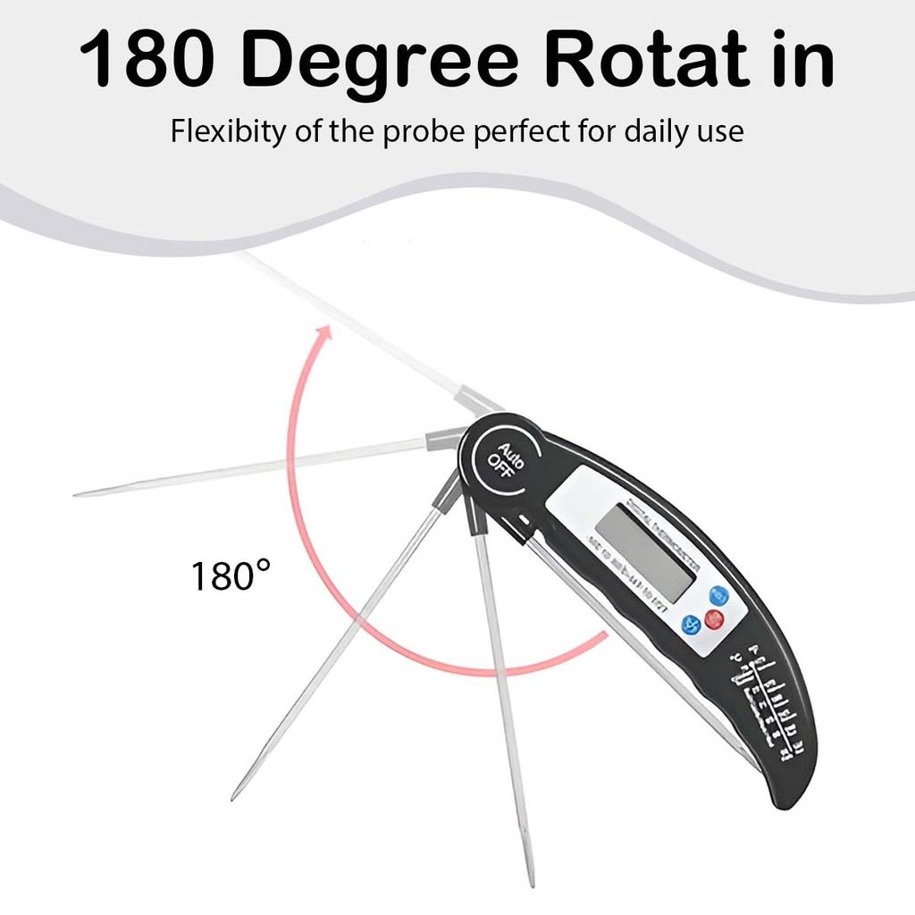 Kitchen Food Thermometer Foldable Probe BBQ Grill Oven Temperature Measurement Tool Suitable for Meat Water Milk Cooking 2