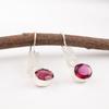 Pink Rubellite Gemstone 925 Solid Silver Jewelry Handmade Birthday Earrings 1.9" EE-168-6