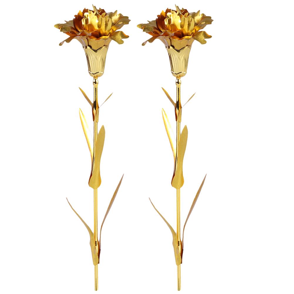 2Pcs Artificial Carnations Flowers 24K Luxurious Non Fading SturdyFlowers for Mother's Day Gifts Home Decor