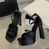Fashion 2025 Summer Fashion Patent Leather Platform Wedges Women Gladiator Sandals Sexy Hollow Out High Heels Party Dress Chunky Shoes