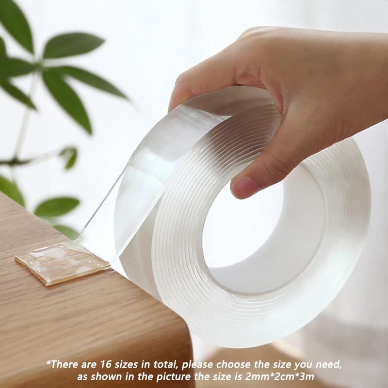 

1m 2m 3m 5m Double Sided Tape Heavy Duty Nano Adhesive, Clear Waterproof Removable Gel Tape for Wall, Carpet, Picture Hanging (Transparent,2 cm&1 m&1 mm) прозорий