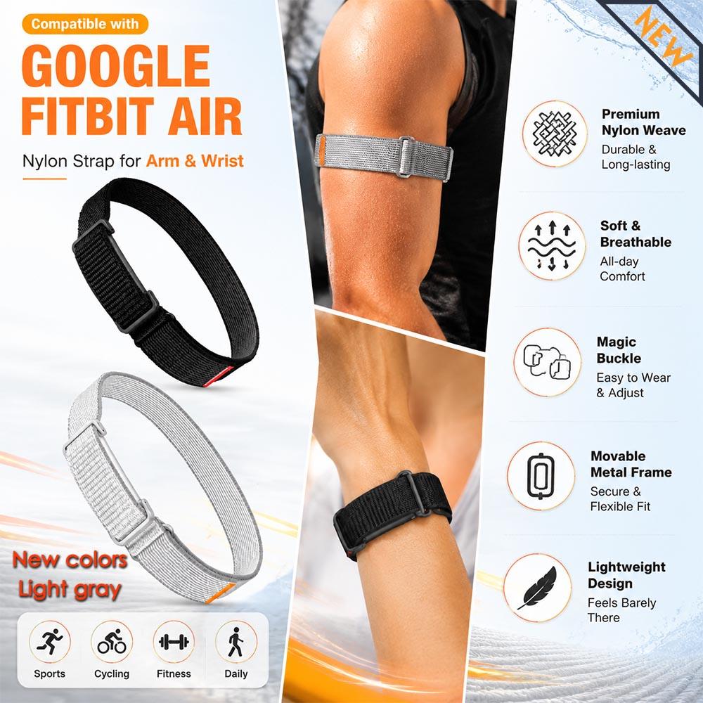 1-2 Pezzi Cinghie per Bicipiti in Nylon per Google Fitbit Air Bands Fitness Tracker Cinturino/Fascia da Braccio Sostitutiva per Google Fitbit Air Straps