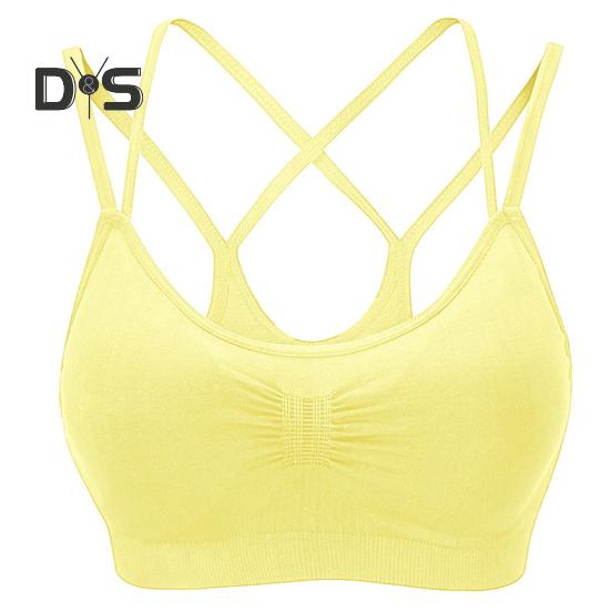 Women Sport Bra Multi Strap Hollow Out Back Push-up Vest Bra Quick-drying No Wire Seamless Gym Jogging Bra with Removable Padding