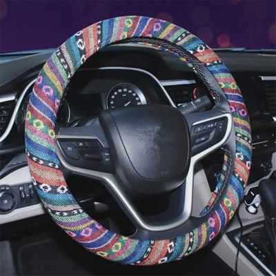 Nova Capa Étnica de Linho para Volante - Acessório de Carro Moderno e Personalizado
