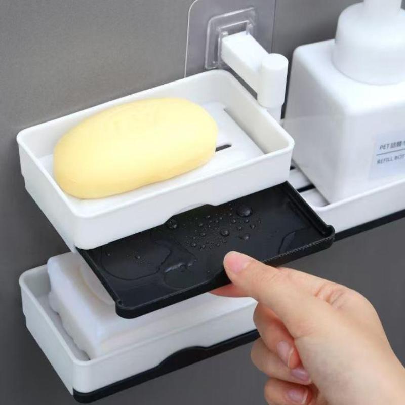 Rotating Wall Hanging Soap Rack Thickened Self Draining Soap Holder for Bathroom Shower Organization