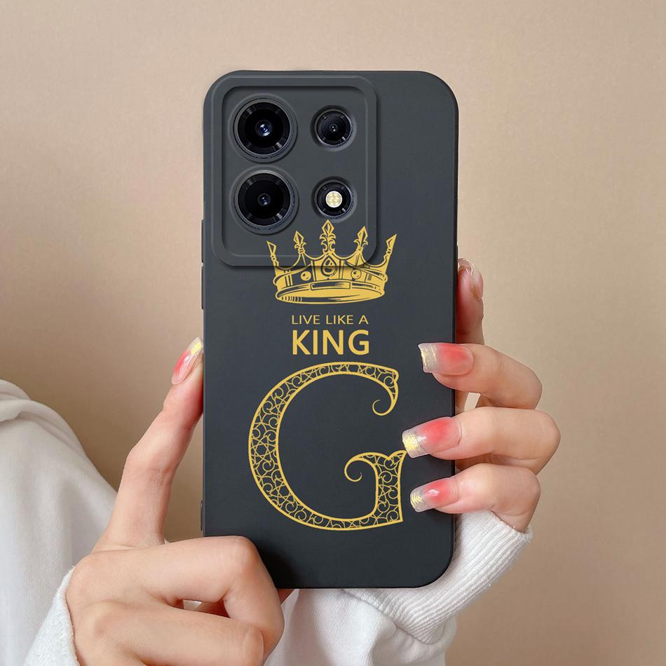 For Infinix Note 30 Pro Vip 30i Case Crown 26 Letter Upgrade Lens Protection Soft Liquid Silicone Cover For Infinix Note30 30Pro