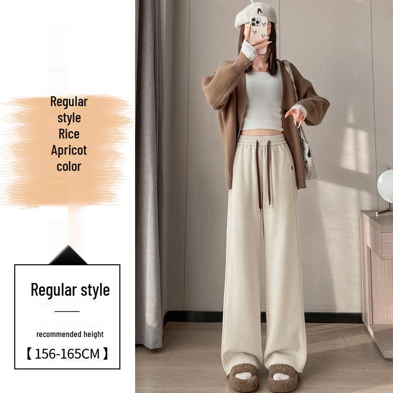 2026 Autumn/Winter Women s Slim Fit Wide-Leg High-Waisted Cashmere Wool Trousers M