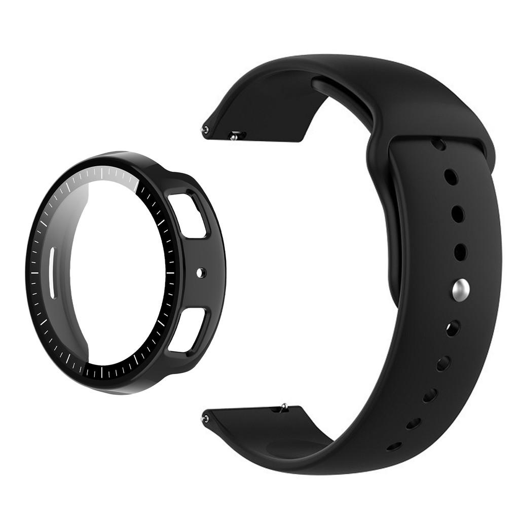 Silicone Watch Band & Reverse Buckle and Full Protective PC Case with Tempered Glass for Amazfit Active Max Smart Watch Accessories